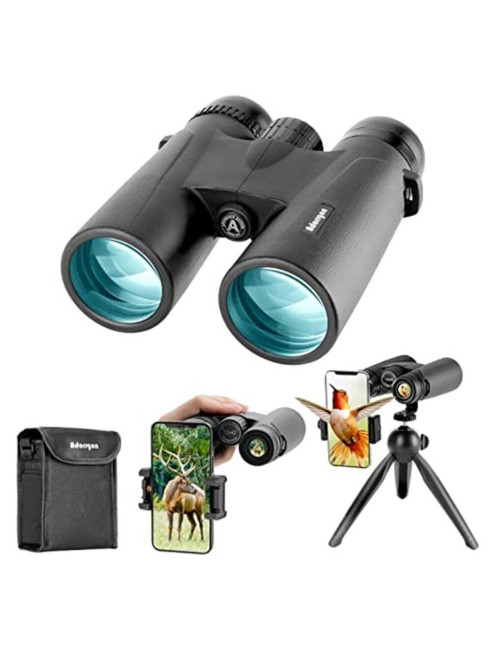 12x42 High Powered Binoculars for Adults, Phone Adapter and Tripod